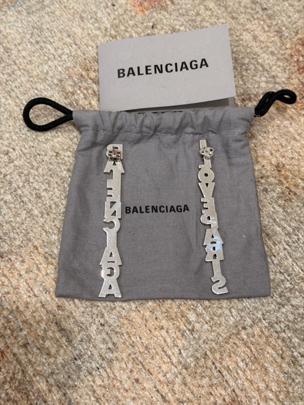 Balenciaga Silver Letter Drop 'I LOVE PARIS' Earrings - Picture 2 of 2